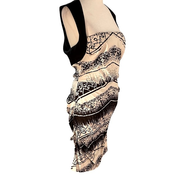 Nicole Miller Artelier Chevron Black and White Batik print Dress Size 12 Party - Picture 7 of 12